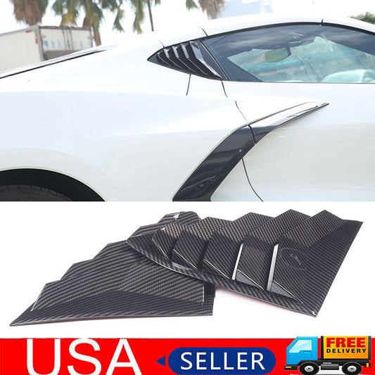 Carbon fiber side window louver shutter cover trim ABS for Corvette C8 2020-23