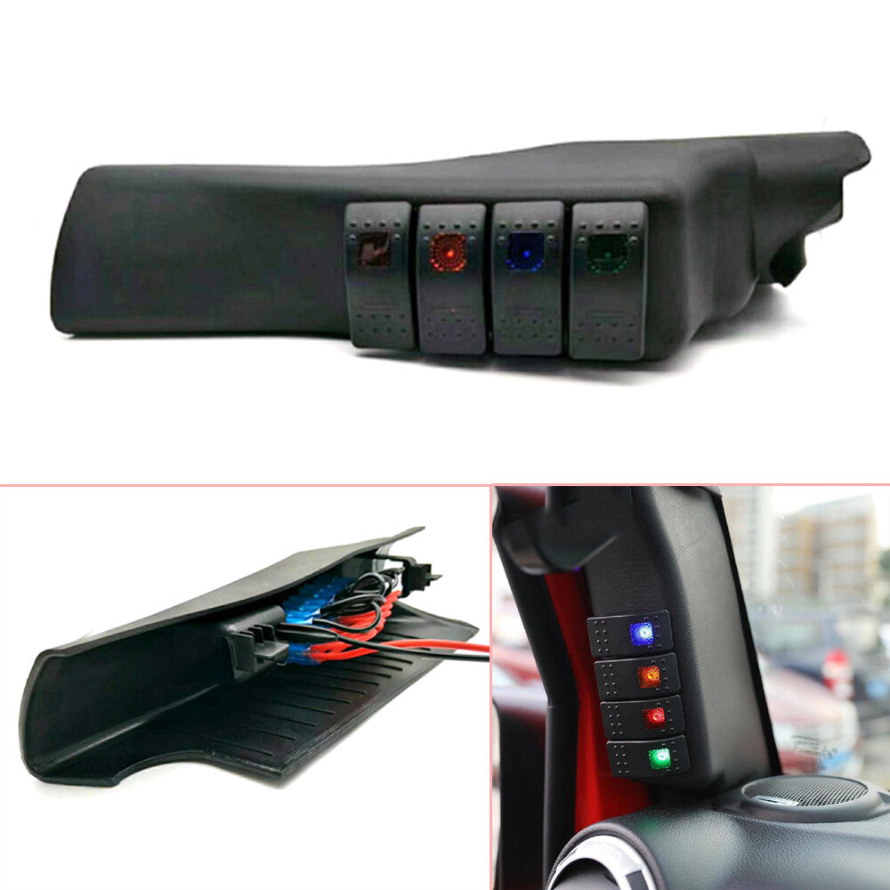 Black left A-pillar rocker switch Pod panel suitable for Jeep for Wrangler JK Pretty- n