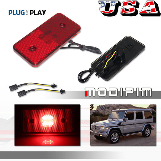 2pcs Red Lens LED Rear Side Marker Lights for Mercedes G Class W463 G500 G550 02-14- v