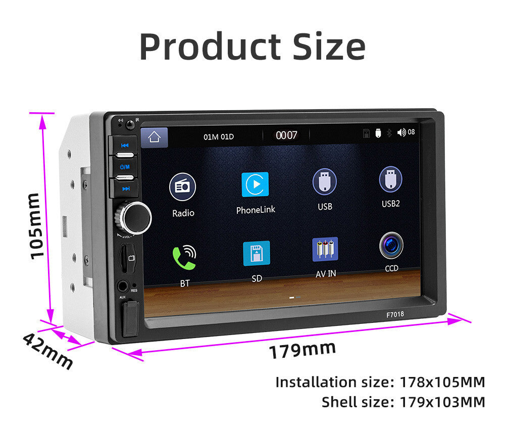 Double Din Touch Screen Car Radio For Carplay Android Auto W/8LED Camera Kit Q