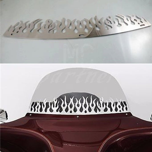 Chrome Flame Slotted Batwing Windshield Trim for Harley Electra Street Glide Q