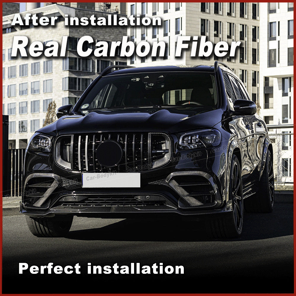 for Mercedes-Benz X167 GLS63 AMG 2020-2024 REAL CARBON Front Bumper Lip Spoiler