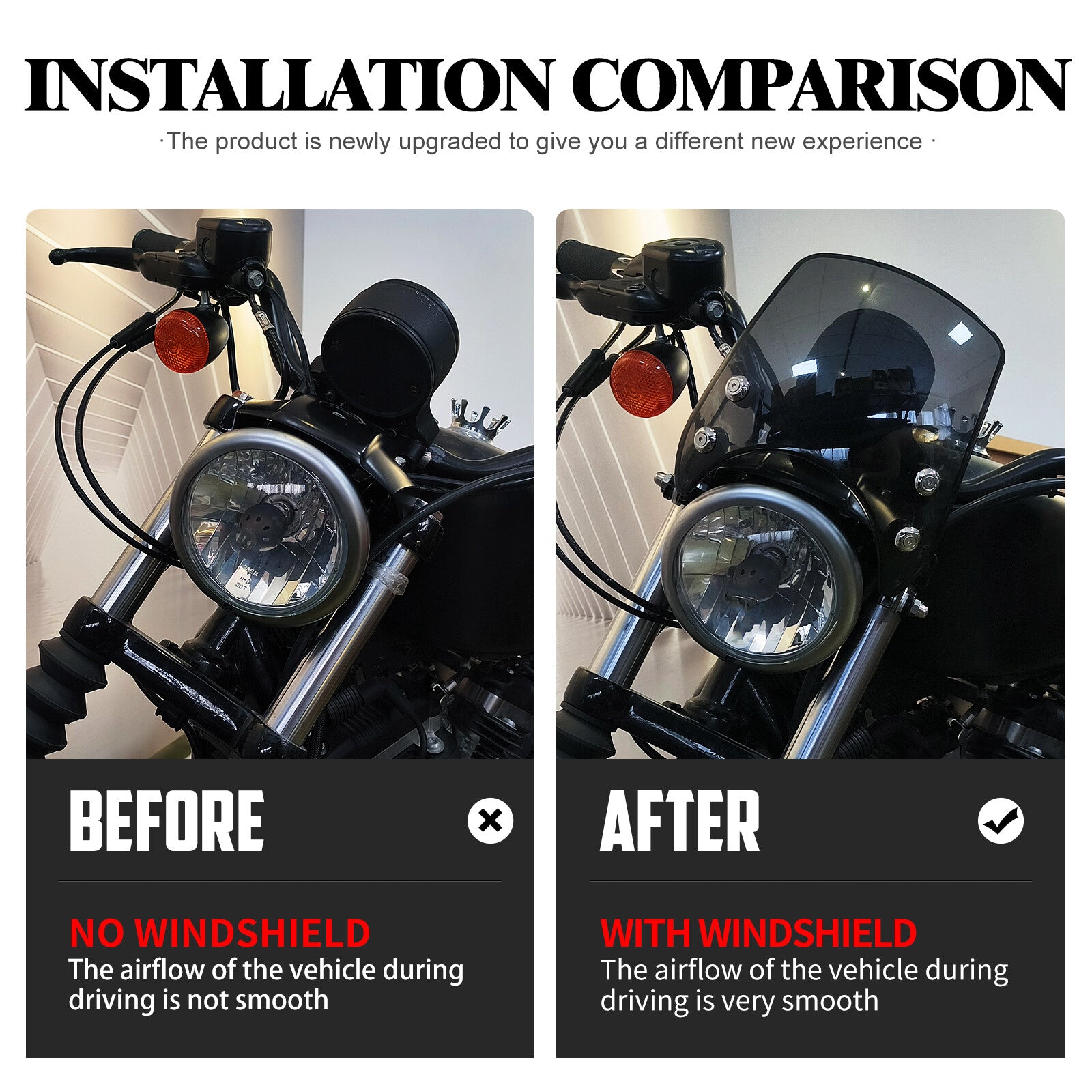 39mm Windshield Smoke Windscreen Fit for Harley Sportster XL 883 1200 2004-2022