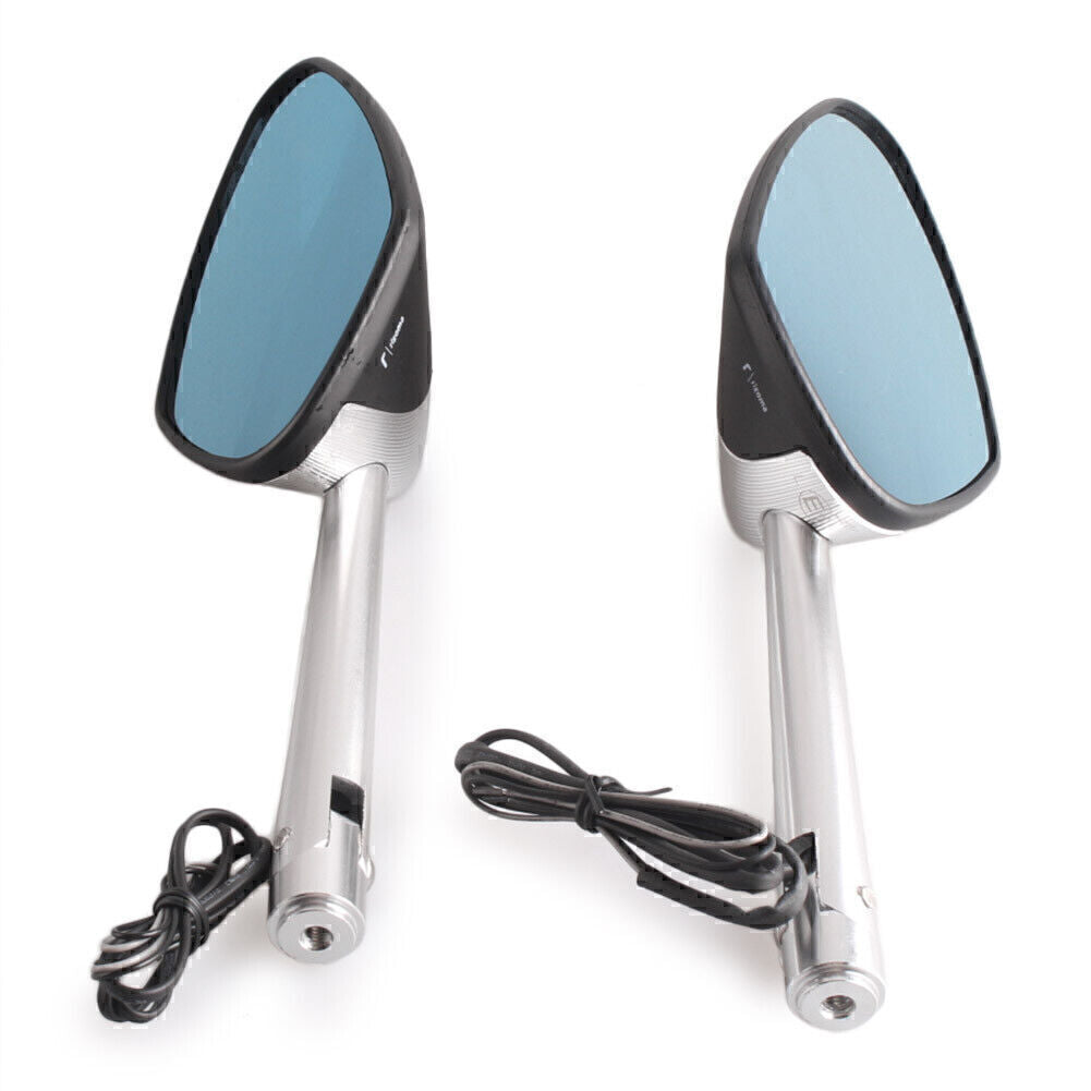 2x Rear Side Mirrors Rearview Turn Signals w/ LED for BMW for Honda for Kawasaki