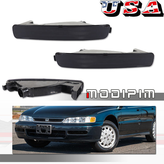 Pair of Smoked Lens Signal Bumper Light Housings for 1996 - 1997 for Honda Accord - v