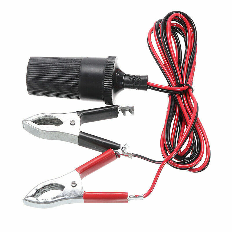 12V Car Cigarette Lighter Female Socket to Battery Alligator Crocodile Clip 1.5m