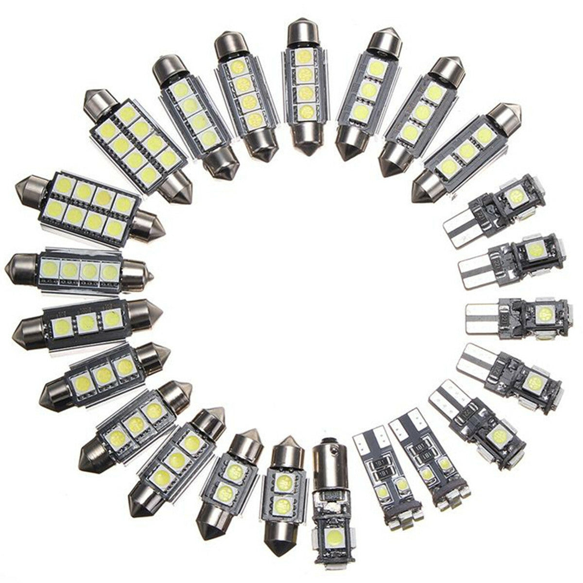23Pcs Car Interior Roof Reading Dome Light Bulb LED Trunk License Plate Lamp Kit
