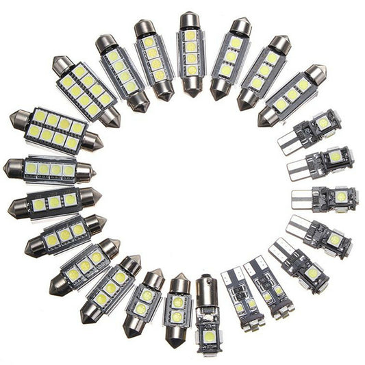 23Pcs Car Interior Roof Reading Dome Light Bulb LED Trunk License Plate Lamp Kit