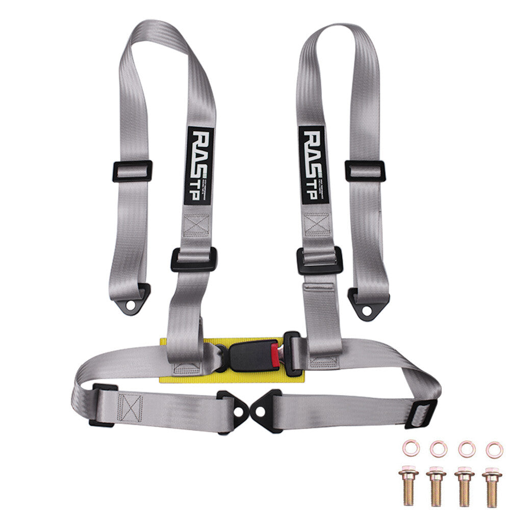 RASTP Racing for Seat Belts 4 Point 4PT Harness Nylon Adjustable Gray Q