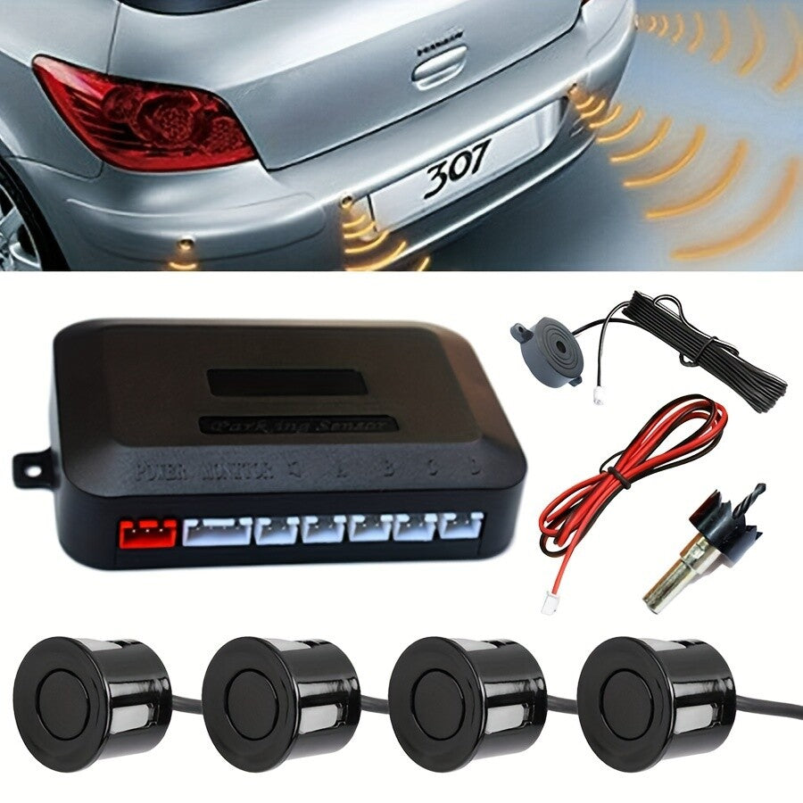 Parking Four Sensors Car SUV Reverse Backup Rear Radar System Sound Alarm Safety v
