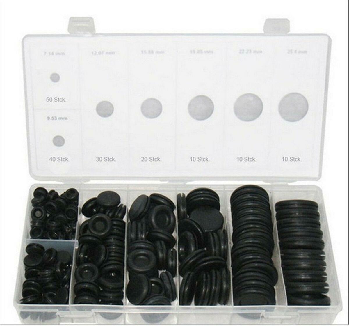 170-piece set of automotive 7-size rubber grommet firewall plugs and wire gaskets n