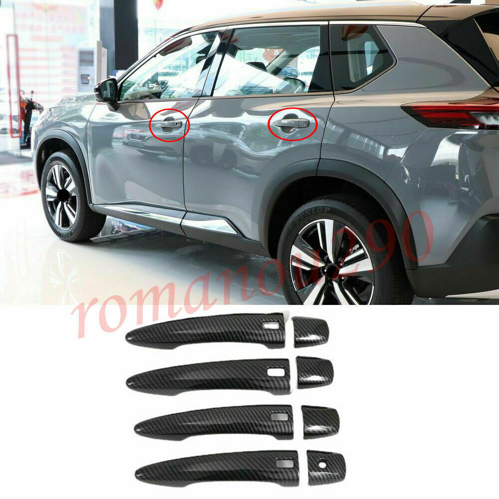 8P for Nissan Rogue 2021-2023 Carbon Fiber ABS Outside Door Handle Cover Trim