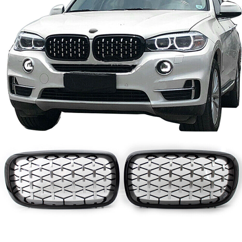 Front Grille Chrome Diamond Meteor Grill Mesh Fit for BMW X5 F15 2014-2016