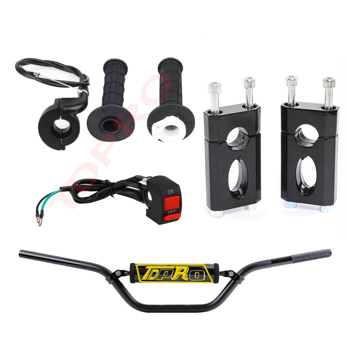 22mm 7/8 Handlebar Grips Risers Throttle For Pit Dirt Bike KLX110 CRF50 TTR110
