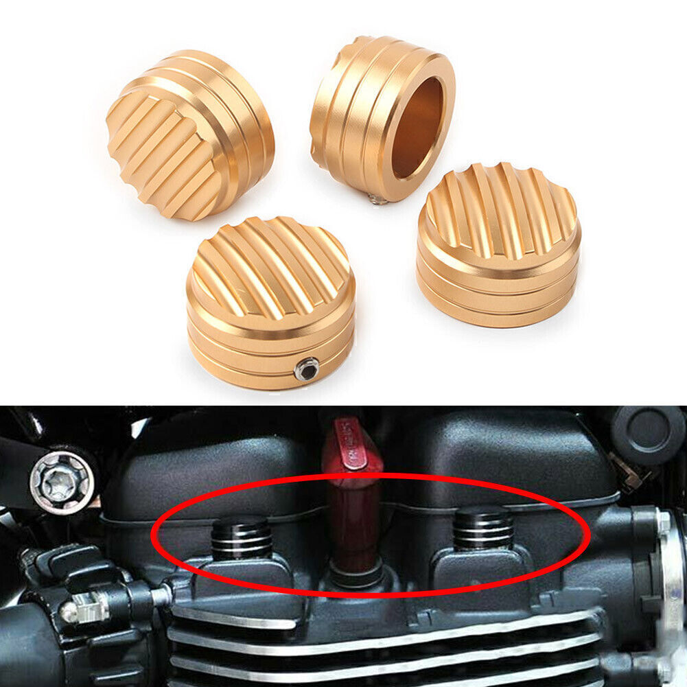 4x Gold Billet Machined Head Bolt Cover Cap Fit Thruxton /R 2016+ Street Cup