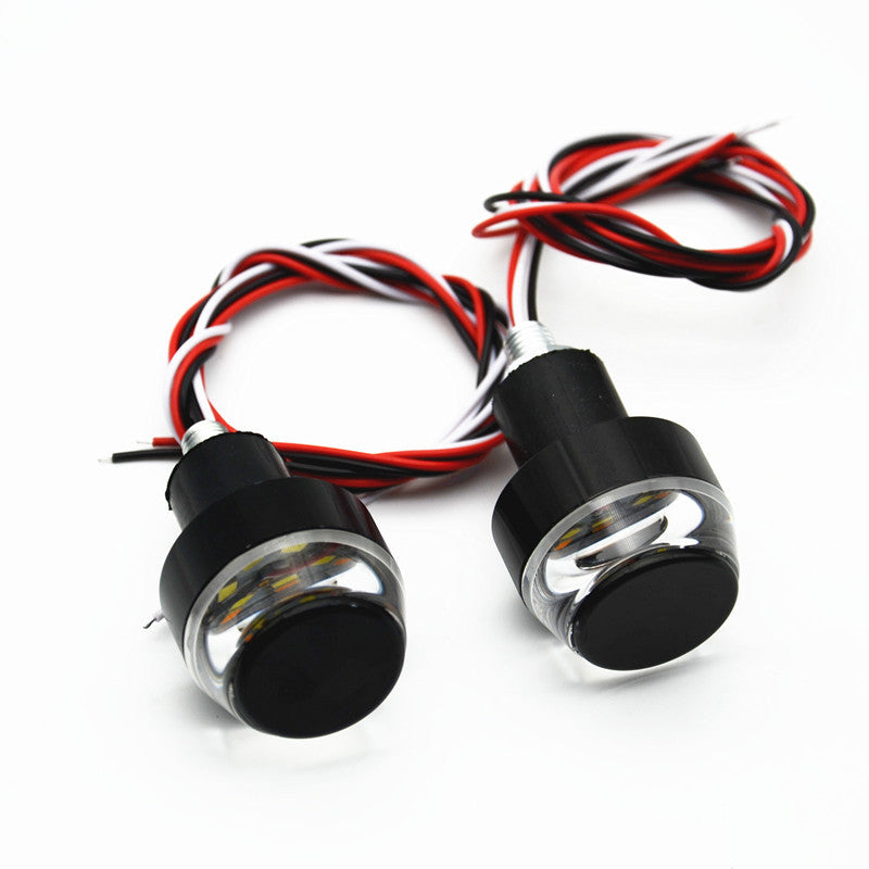 Amber White Turn Signal Light Grip Bar Plug Strobe Side Marker End LED Handlebar