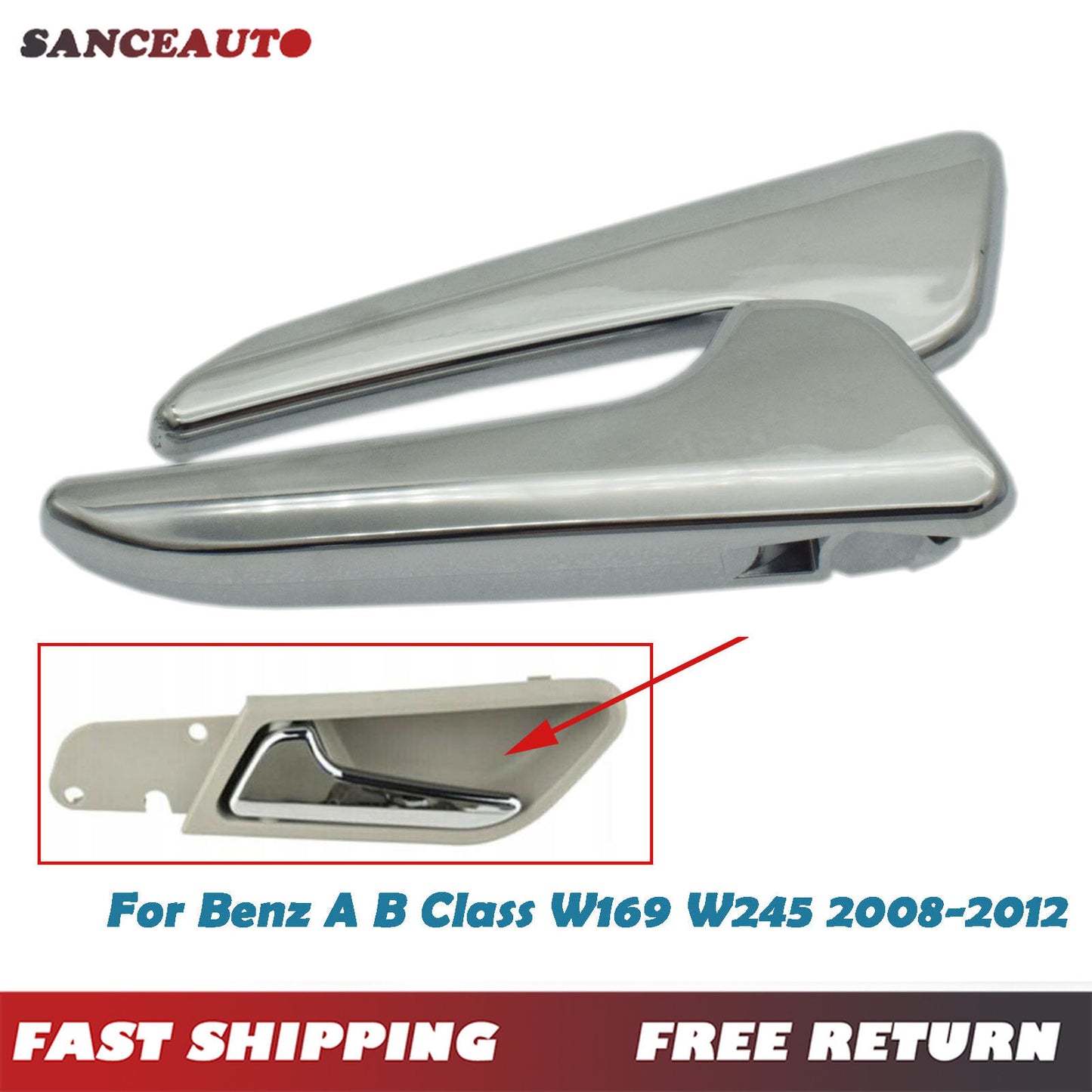 Chrome left and right interior door handles suitable for A and B Class W169 W245 (2 pieces) n