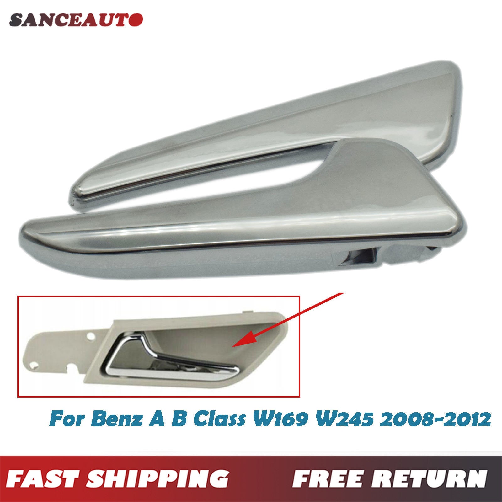 Chrome left and right interior door handles suitable for A and B Class W169 W245 (2 pieces) n