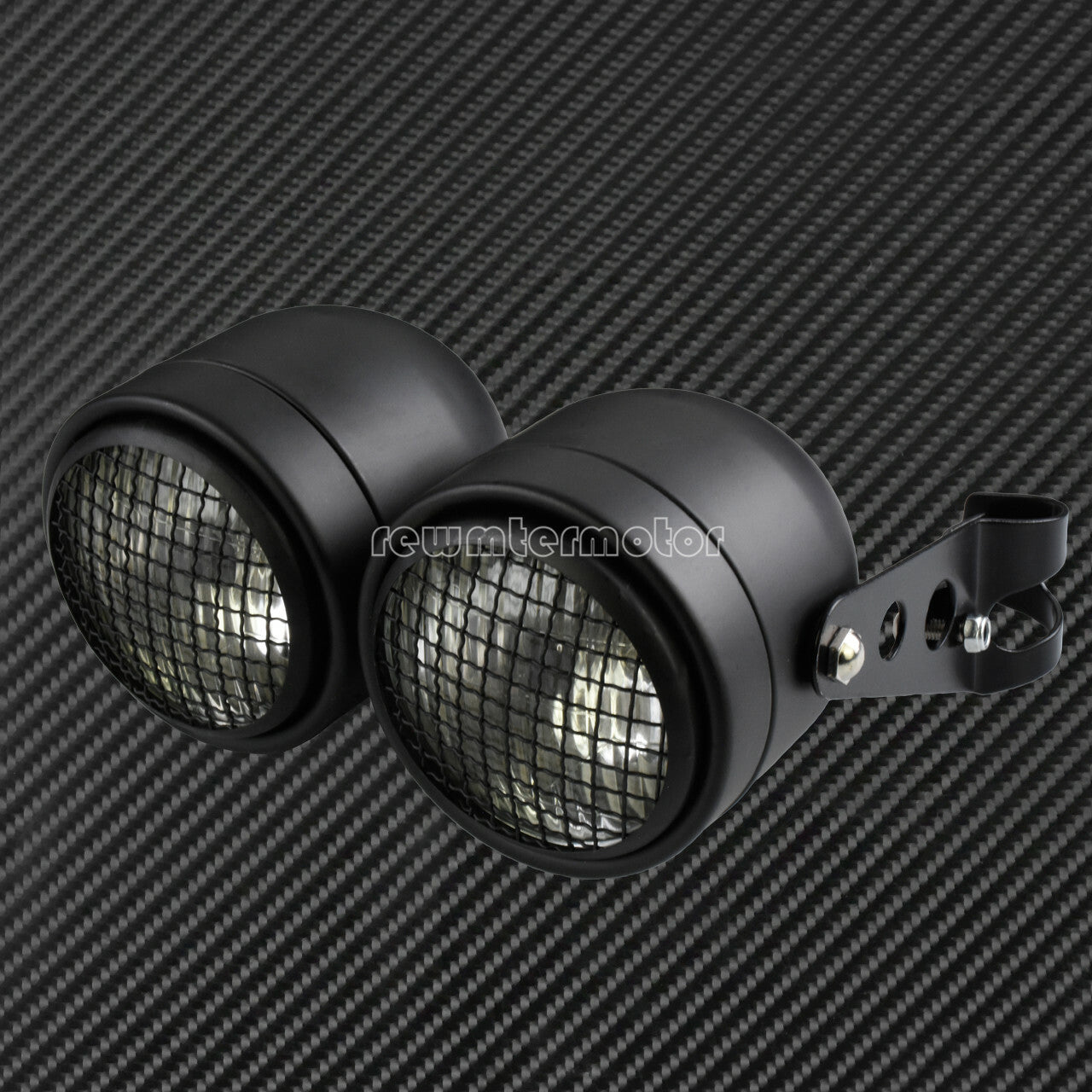 Grill Twin Headlight Motorcycle Double Dual Lamp w/ Bracket For Street Fighter Q