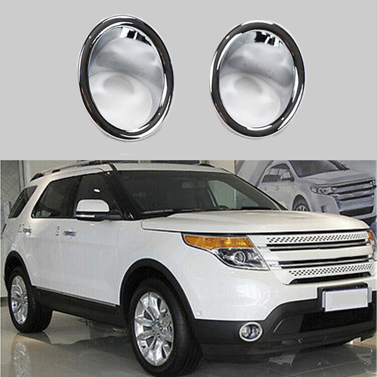 2X ABS Chrome Front Fog Light Cover Trim Left + Right For 2011-15 for Ford Explorer