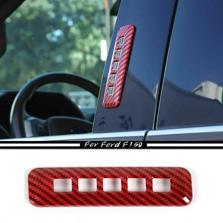 For 21-23 F150 Red Carbon Door Lock Password Button Pillar Post Keypad Trim v
