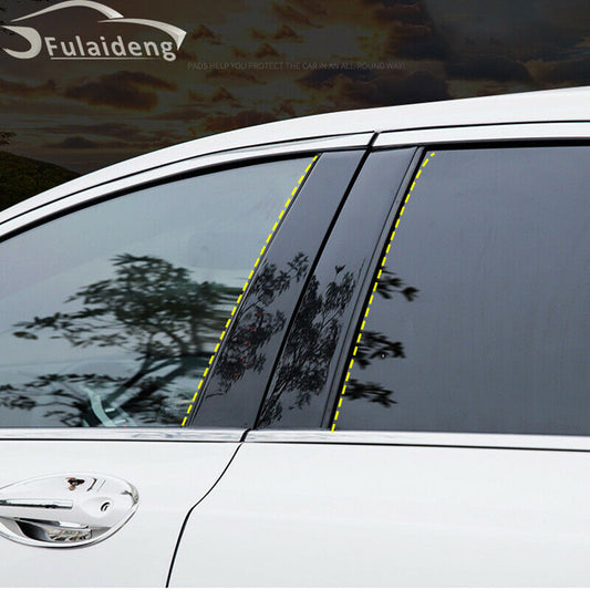 Black Pillar Posts for Lincoln MKZ 2017-2020 6PCs PVC Door Trim Mirror Cover Kit