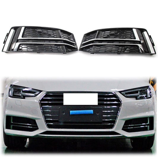 L+R Front Bumper Lower Grille Grill Fit for Audi S4 A4 B9 2017 2018 Chrome