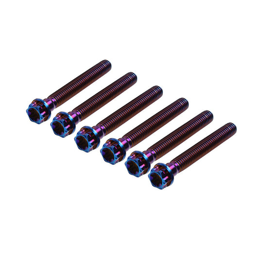 6pcs Bolt Torx Head Flange Screw M10x60mm Burn Blue For Motorcycle Bike