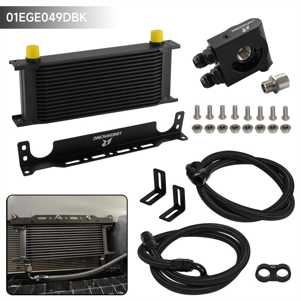 Universal 16 Row Thermostatic Oil Cooler Kit British Type+Mounting Brackets Kit