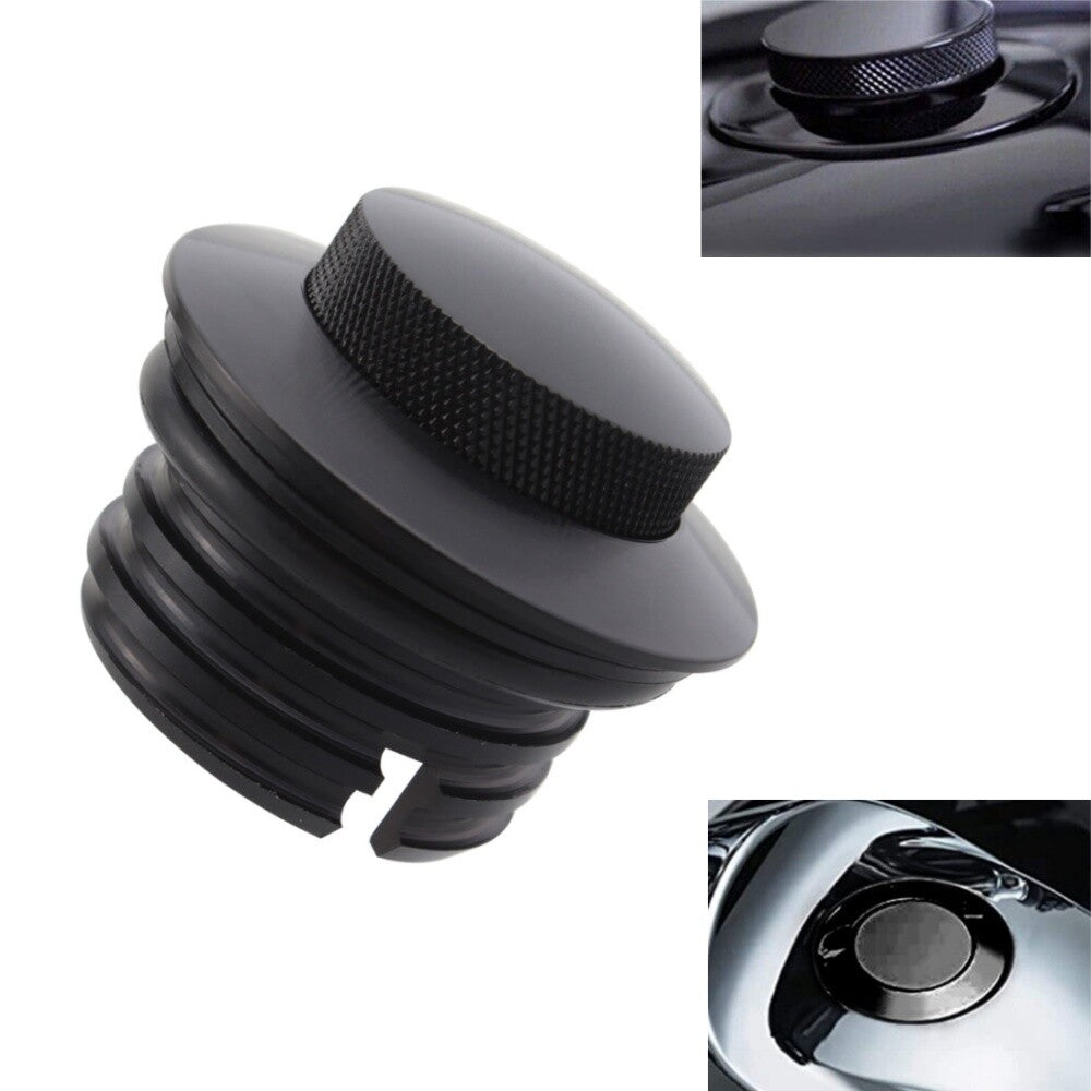 Black Pop-up Tank Gas Cap Vented Flush Mount Fuel Filler Cap for Harley 82-17