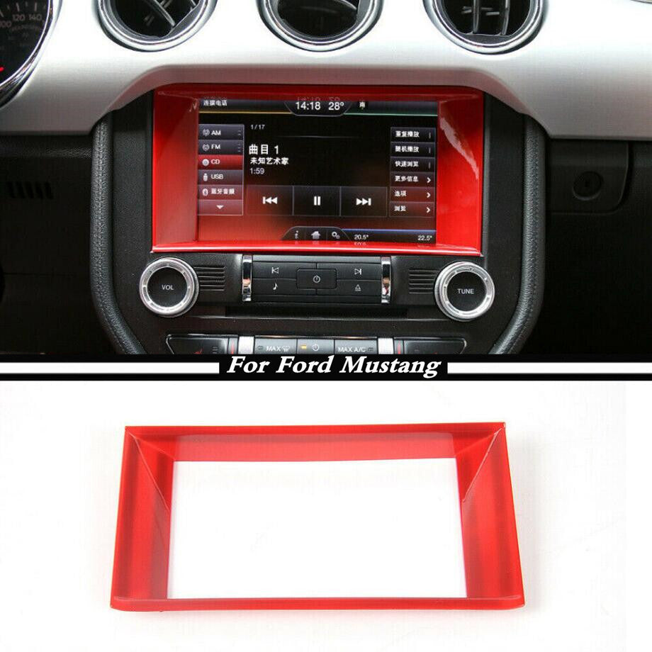For 2015-2022  for ford  for Mustang Red Dashboard Navigation GPS Radio Frame Cover Trim
