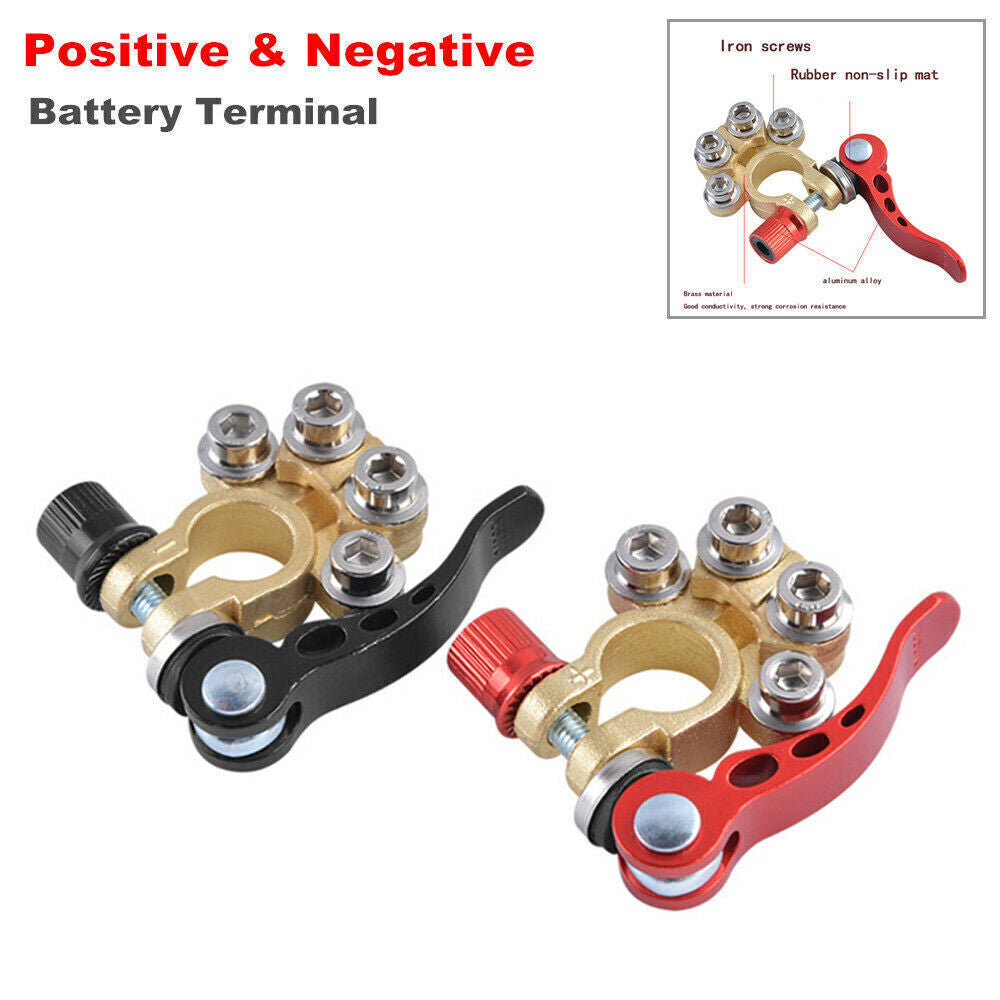 2-Piece Pack of Copper Universal Battery Terminal Connectors for Cars, SUVs, and Trucks - Disconnect Switch n