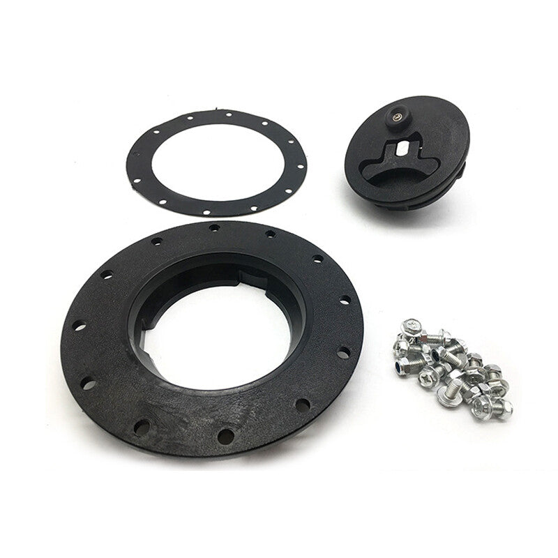 Plastic water tank/fuel tank filler cap (twisted cap) + filler plate + accessories (black) n