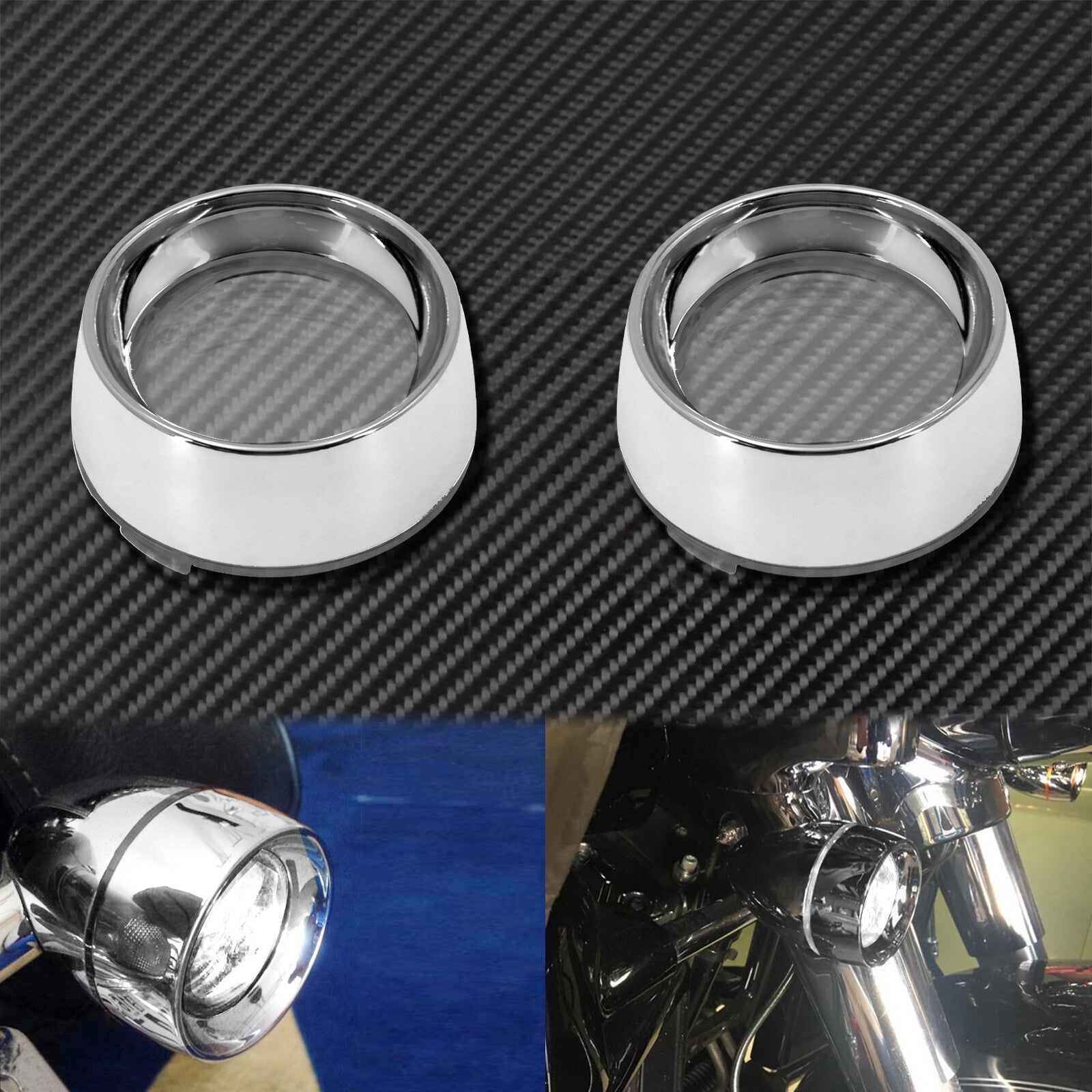 Chrome Clear Trim Ring Bullet Turn Signal Lens Cover Fit for Harley Softail Dyna Q