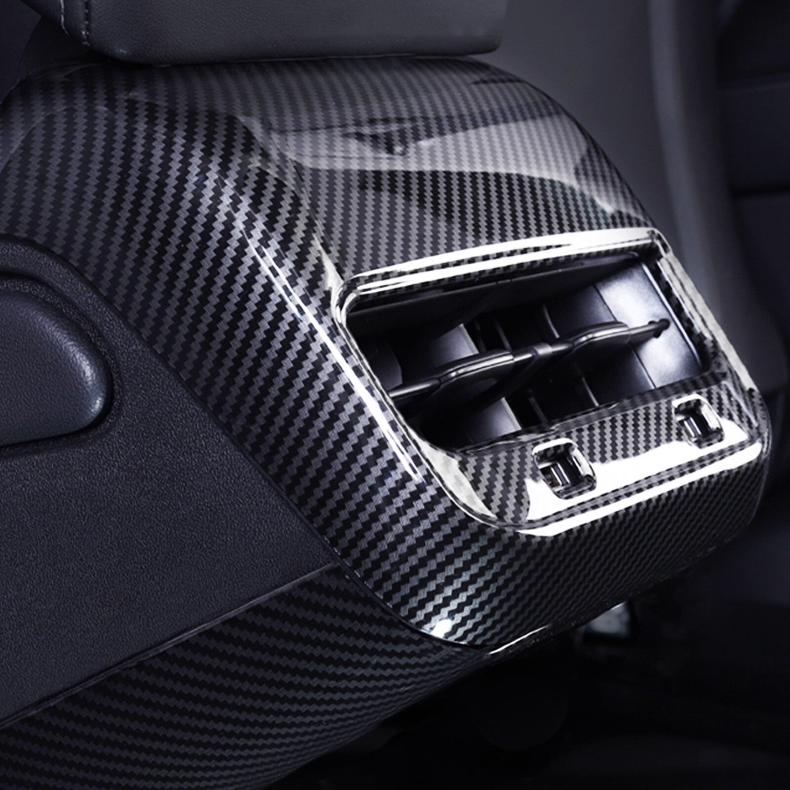 Smooth carbon fiber rear vent socket cover trim for Model 3/Y 2017-23 n