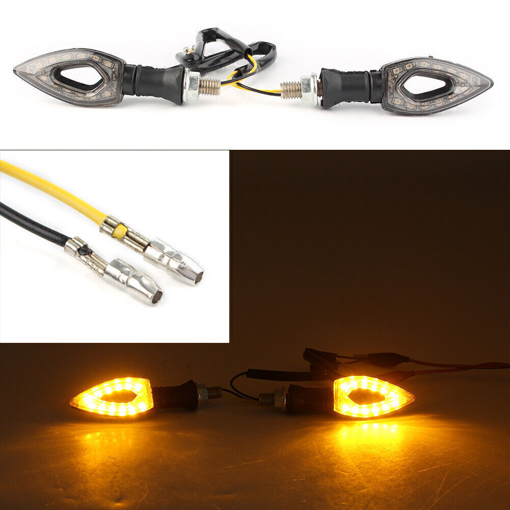 12V LED Turn Signal Indicator Blinker Amber Light Lamps Black Universal 2PCS UK