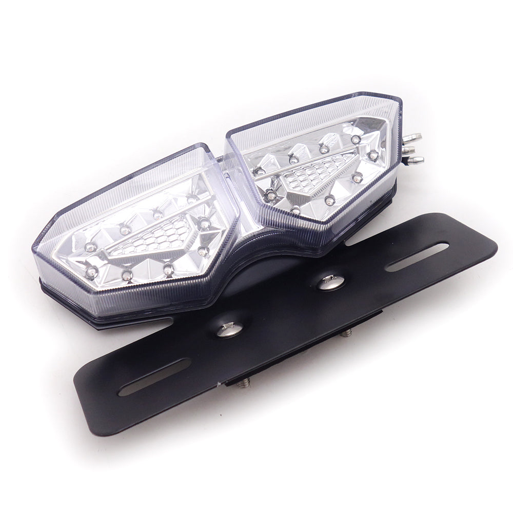 Motorcycle Clear LED Tail Brake Turn Signal License Plate Integrated Light Q