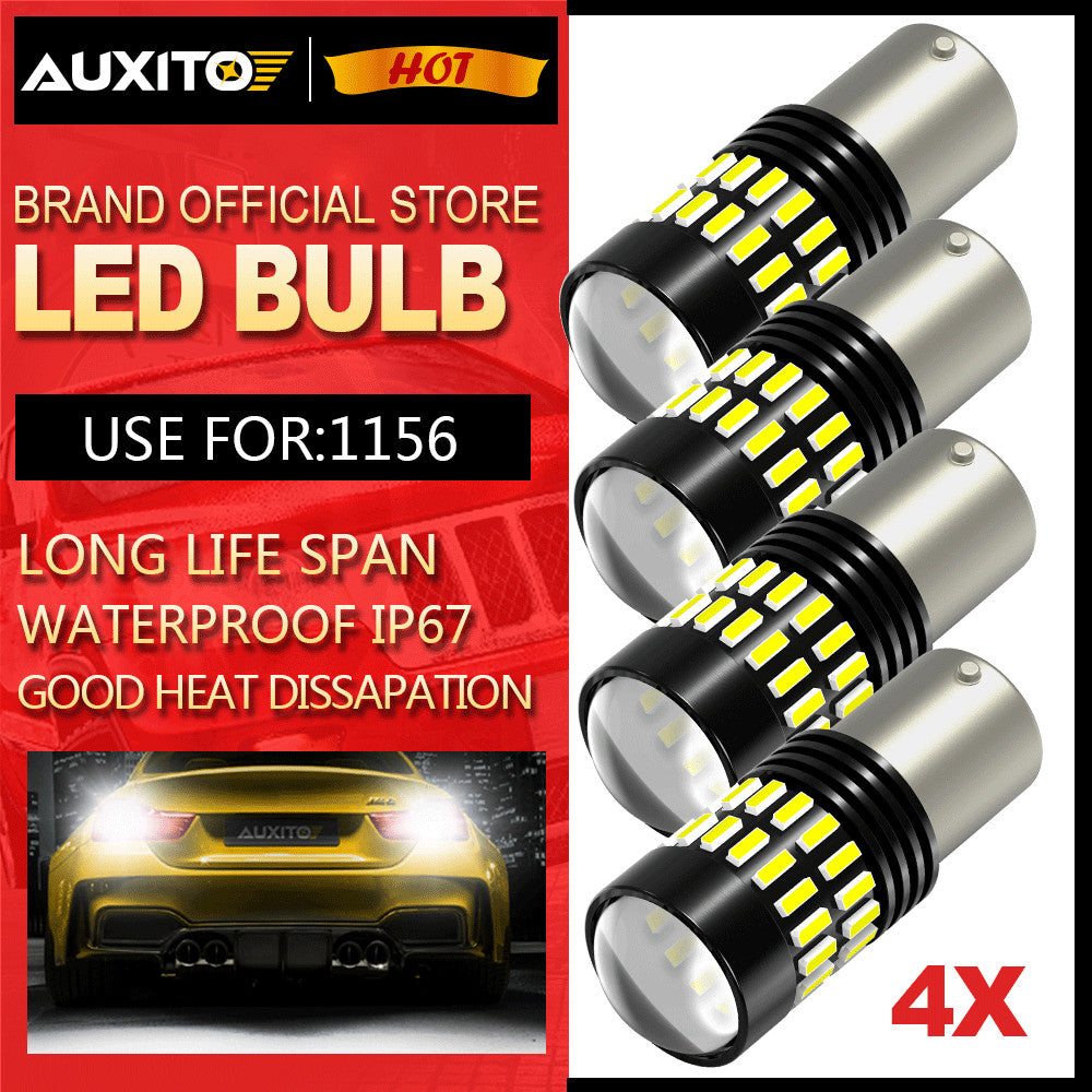 4X 1156 P21W High Power 48 SMD White Tail Brake Stop LED Bulb 6000K - v