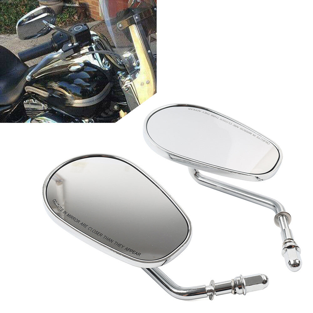 Chrome Motorcycle Rearview Side Mirror Short Stem Fit for Harley Electra Glide FLHT Q