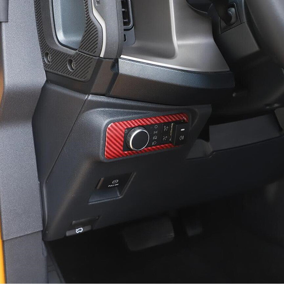 Red Carbon Headlight Switch Button Cover Trim Accessories For Bronco 21-24 v
