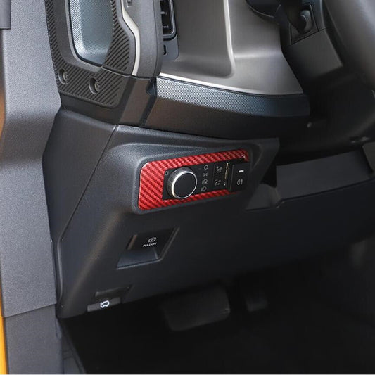 Red Carbon Headlight Switch Button Cover Trim Accessories For Bronco 21-24 v