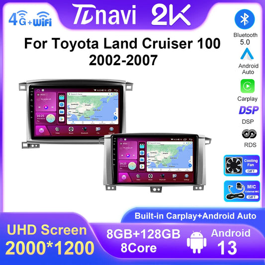 for Toyota LC100 for Land Cruiser 100 Android Car Stereo Radio Carplay GPS Player