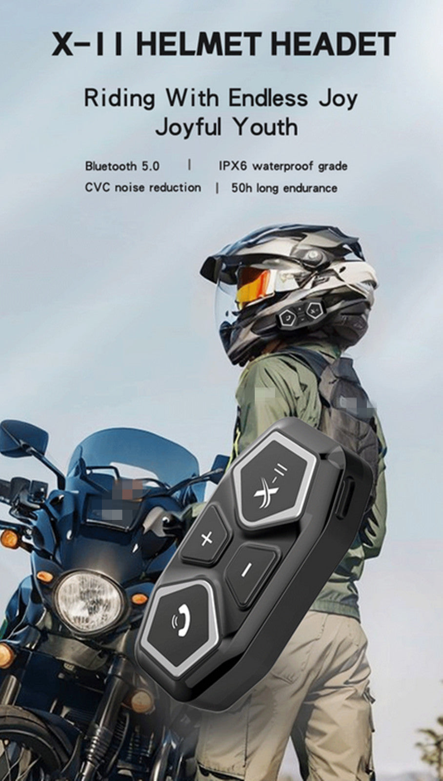 Helmet Headset Wireless Bluetooth Headphones Hands-Free Call Kit For Motorcycle Q