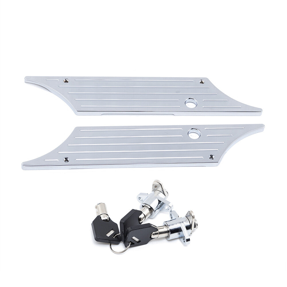 Chrome Billet Saddlebag Latch Cover Lock Key Set for Harley Electra Street Glide Q