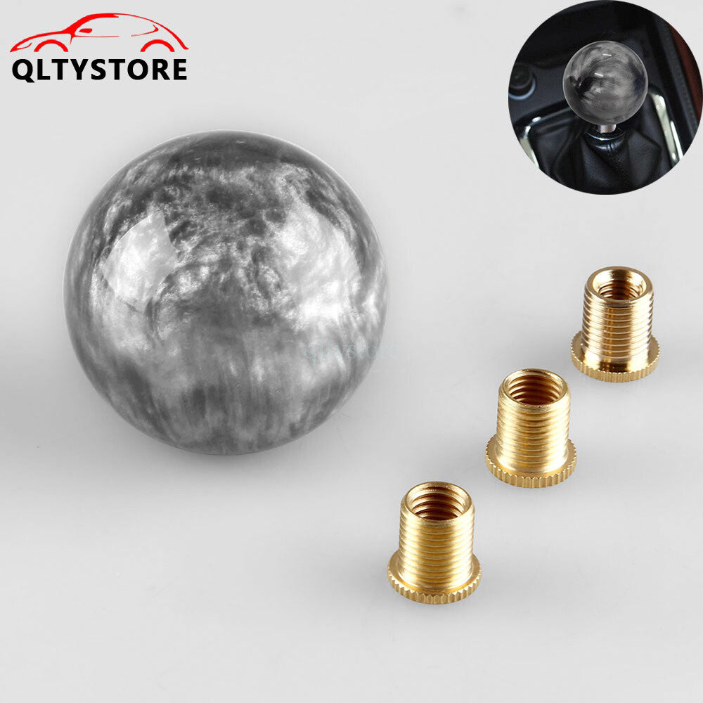 1* Marble Style Round Ball Shift Knob Gear Shifter Head with 3 Adapters Gray Q