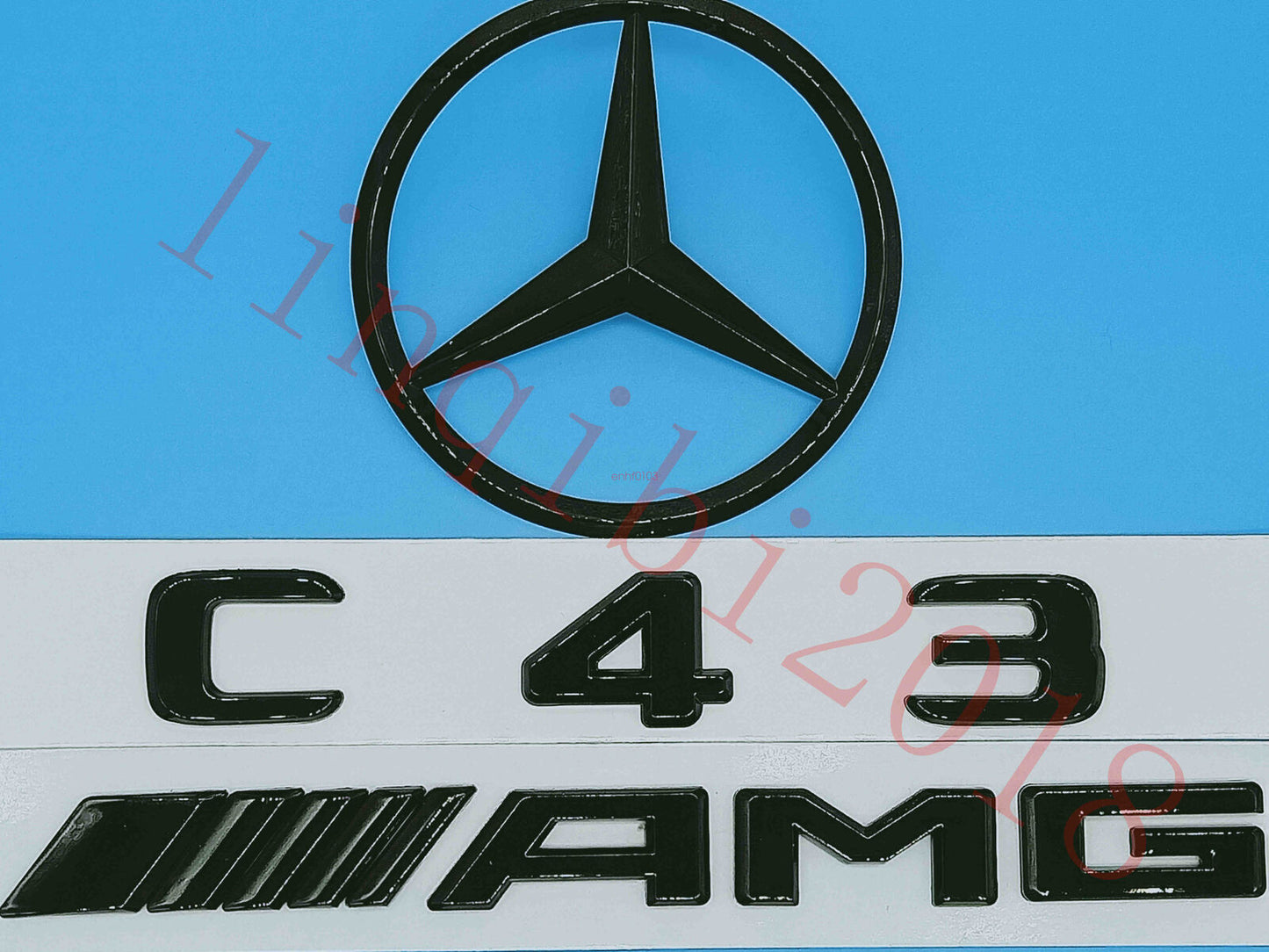 1Set Gloss Black C43 AMG Trunk Logo Sticker Decal Emblem Badge Package for W204