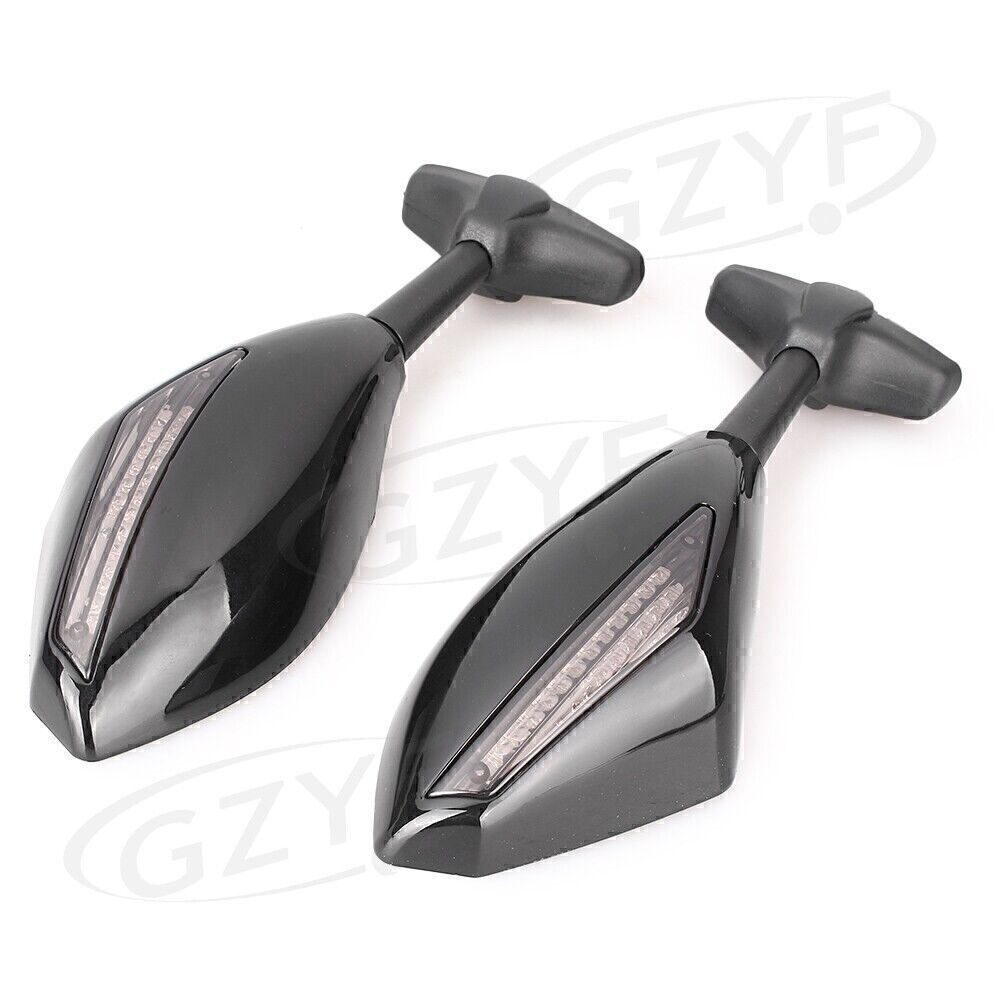 Universal Rear View Mirrors w/LED Turn Signal Lights for Honda CBR600RR 750RR Q