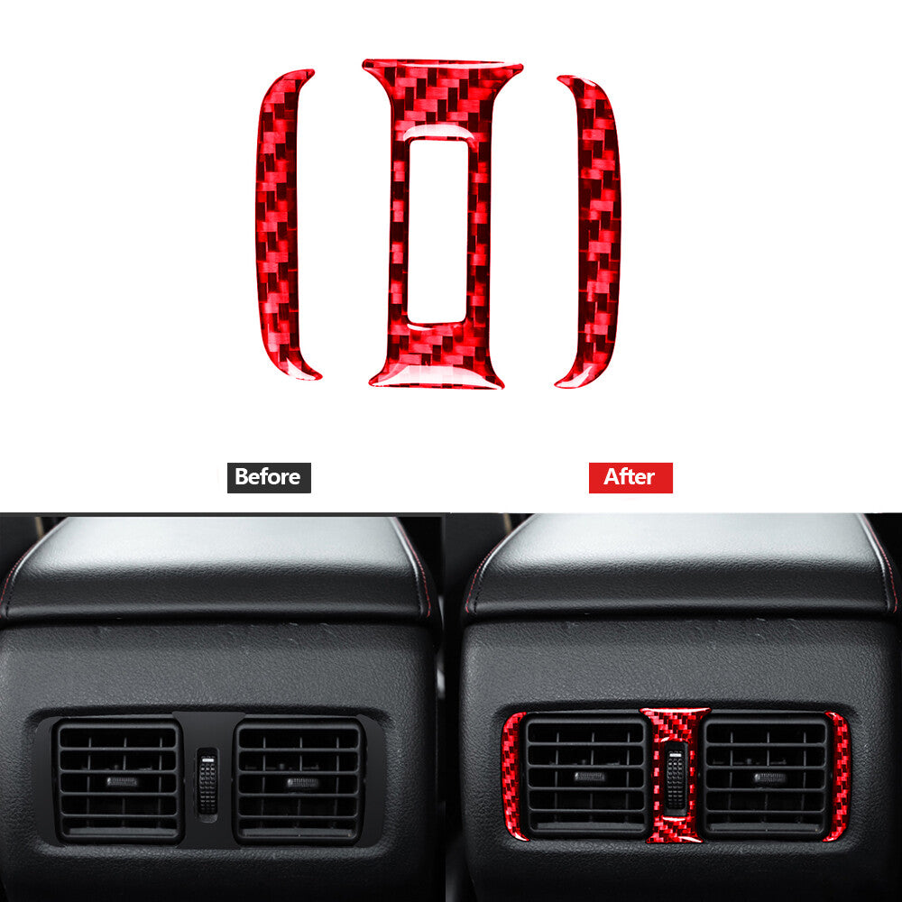Red Carbon Fiber Rear Air Vent Oultet Cover Trim for Toyota 4Runner 2010-2020