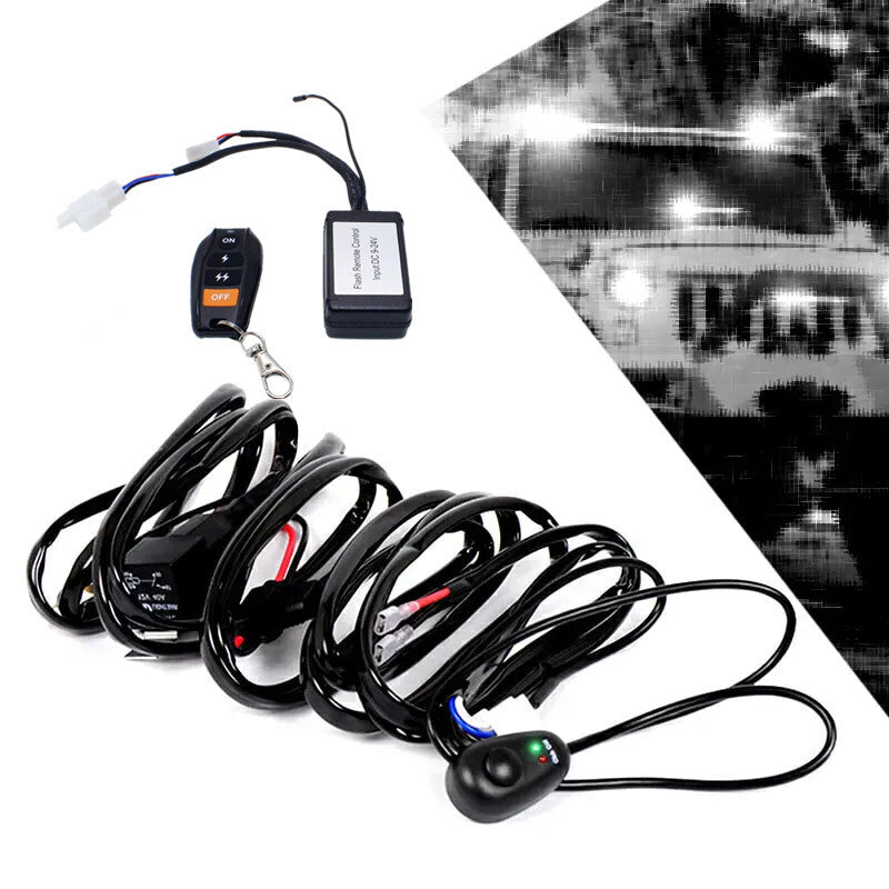 Car LED Light Bar Wiring Harness 40A Relay Fuse Wire Cable Remote Control Switch