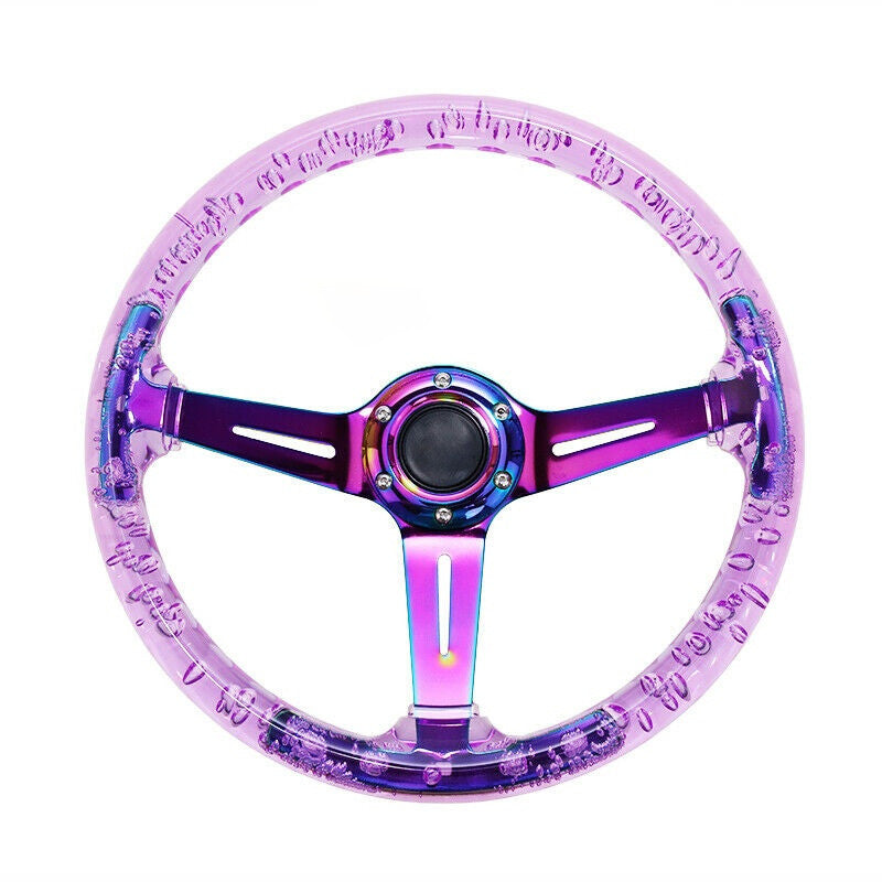 Car Acrylic Steering Wheel Bluing Spokes 350mm 14inch Racing Purple
